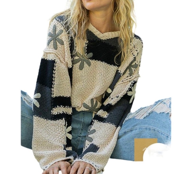 POL Hoodie Floral Patchwork Chenille
Pullover Sweater Boho Large Boutique - Picture 4 of 13